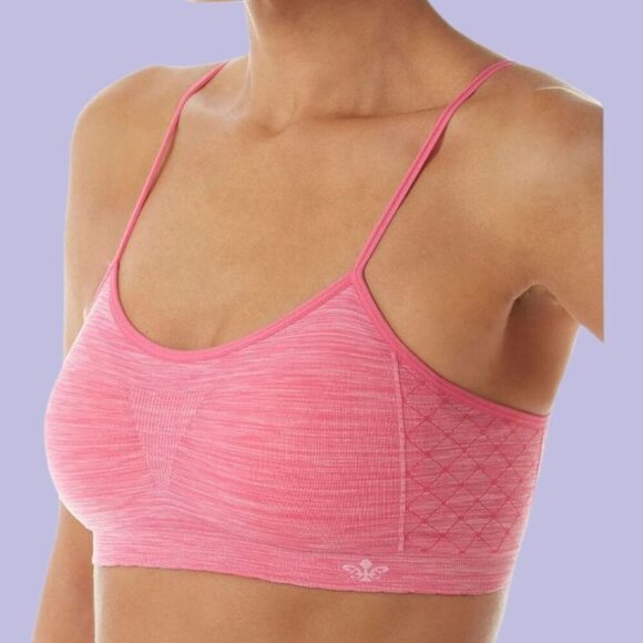 Lily Of France Seamless Bralette With Adjustable Straps S/M Pink & Black - Picture 1 of 16
